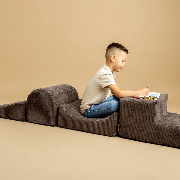 Khaki värvi velvetist-vahtplastist mänguväljak 250x45x30 cm Montessori - Meowbaby-image-4