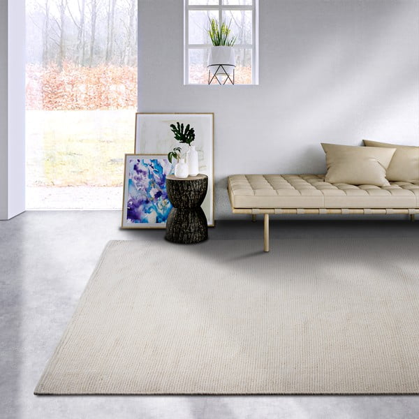 Kreem käsitsi kootud villaseguga vaip 120x170 cm Pradesh Natural White - Elle Decoration-image-1