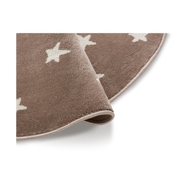 Hnědý kulatý koberec s hvězdami KICOTI Stars, ø 80 cm-image-1