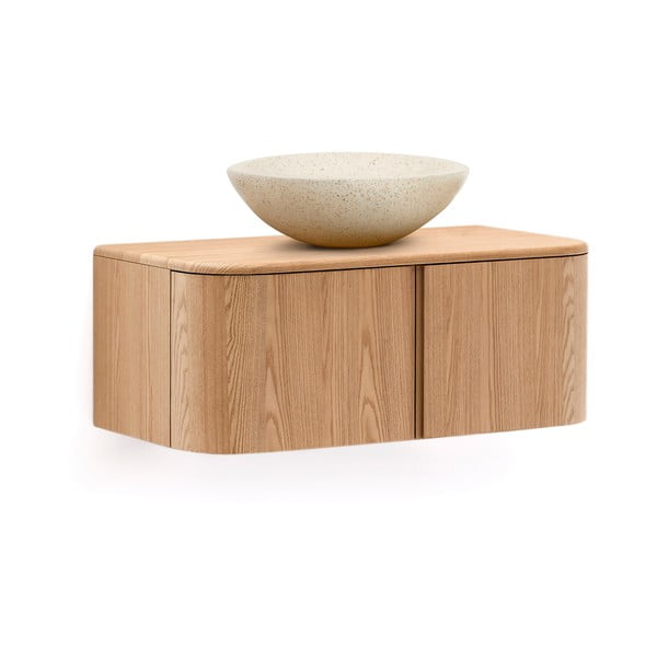 Saarepuidu spoonist seinale kinnitatav valamukapp 90x35 cm Salaya - Kave Home-image-3