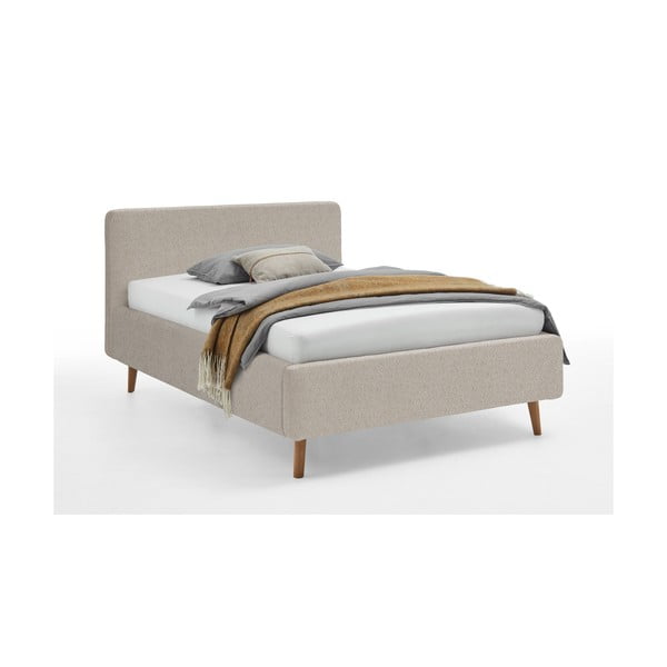 Beež polsterdatud topitud kaheinimesevoodi koos voodipõhjaga 140x200 cm koos panipaigaga Mattis - Meise Möbel-image-3