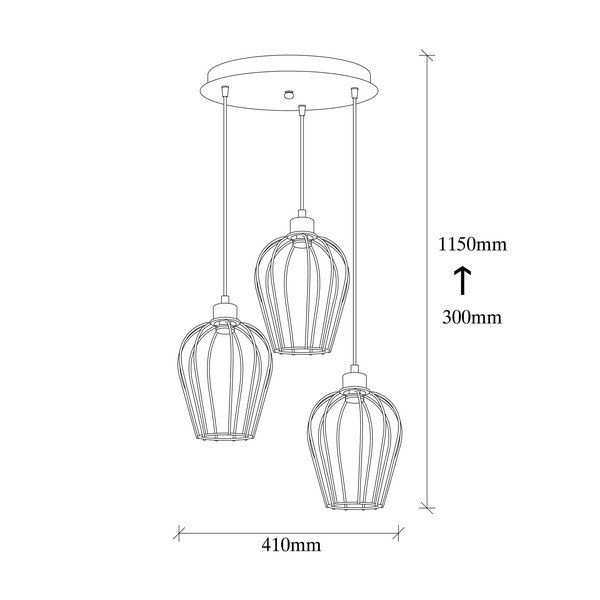 Must rippvalgusti 3 lambile Tel - Opviq lights-image-3