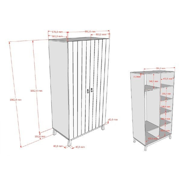 Beež laste riidekapp 99x196x58 cm Sezane - Vipack-image-3