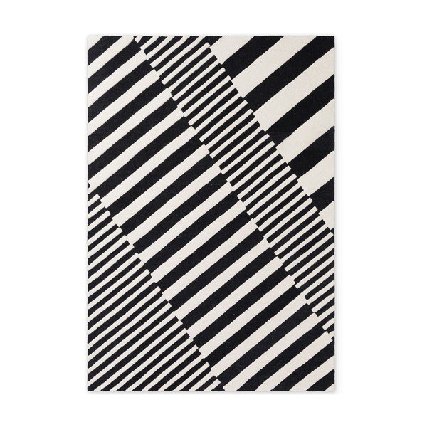 Mustvalge käsitsi kootud villane vaip 120x180 cm Stryve Flux - Elle Decoration
