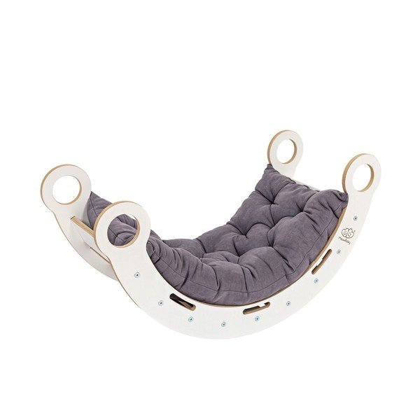 Valge-hall männipuidust kiik 39x75x38 cm Montessori - Meowbaby-image-2