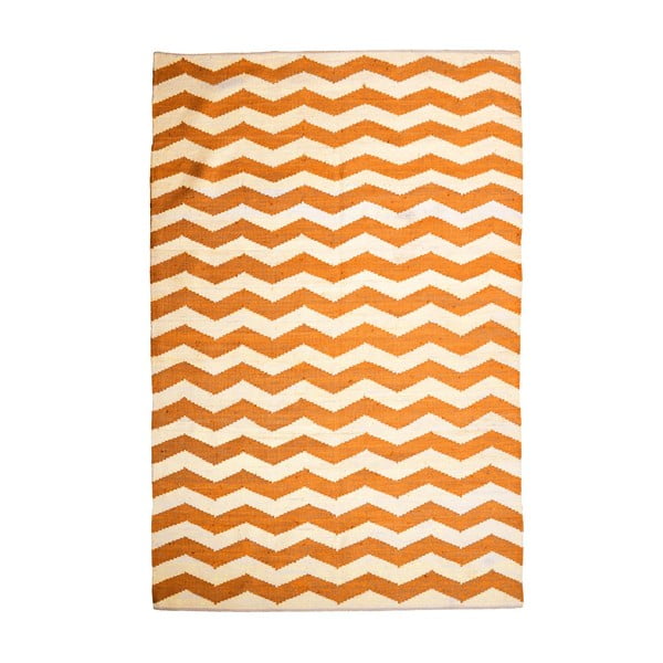 Bavlněný koberec Chevron Ivory/Orange, 120x180 cm