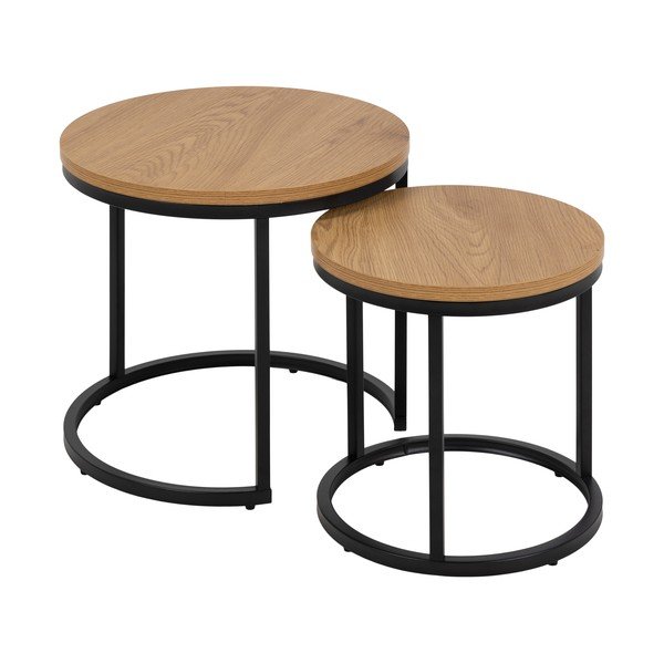 Ümmargused tammespoonist diivanilauad 2tk komplektis 45x45 cm Spiro - Actona-image-2