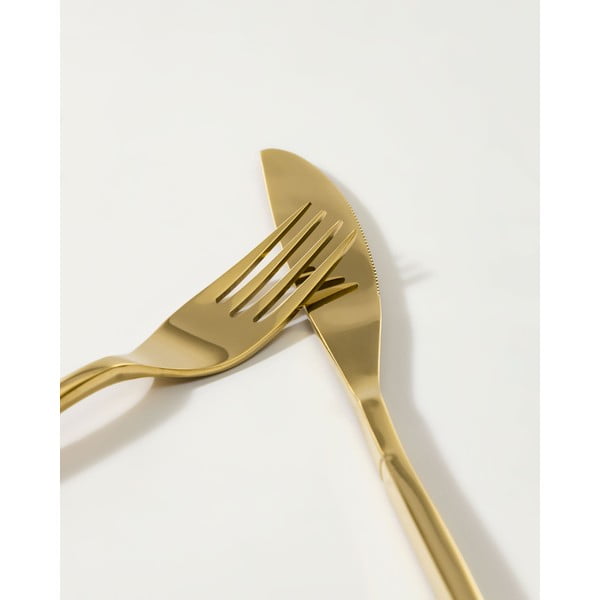 Kuldne 16-osaline roostevabast terasest söögiriistade komplekt Lite - Kave Home-image-2