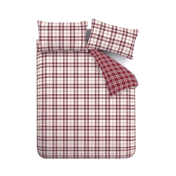 Burgundiapunane voodipesu kaheinimesevoodile 200x200 cm Kelso Check - Catherine Lansfield