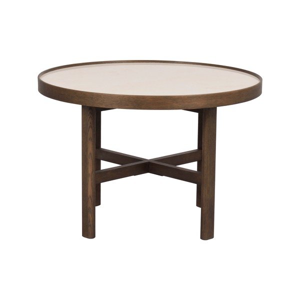 Tumepruun ümmargune keraamilise plaadiga kohvilaud 60x60 cm Marsden - Rowico