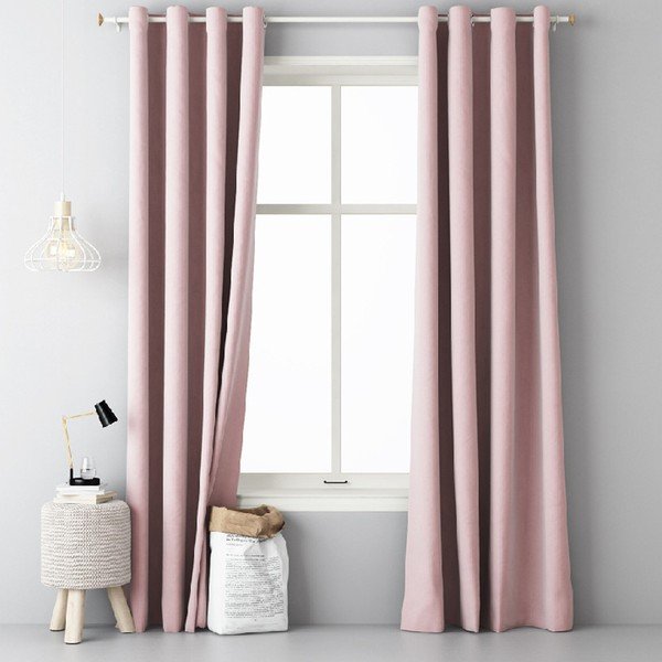 Pudrově růžový závěs Slowdeco Laura, 140 x 250 cm