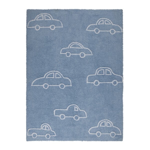 Modrý bavlněný ručně vyráběný koberec Lorena Canals Cars, 120 x 160 cm