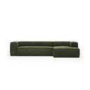 Roheline velvetist nurgadiivan (parem nurk) Blok - Kave Home