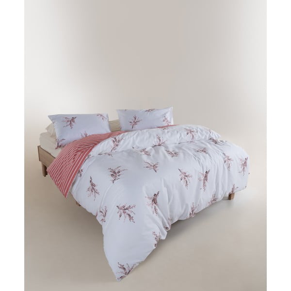 Valge/roosa Renforcé puuvillast pikendatud voodipesu kaheinimesevoodile 240x220 cm Breeze Floral - Mila Home Luxury-image-2
