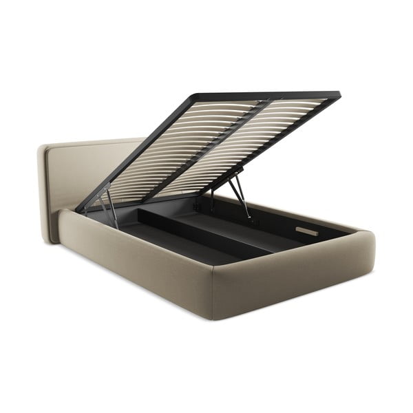 Beež kaheinimesevoodi koos panipaigaga ja voodipõhjaga 140x200cm Kiana - Makamii-image-3