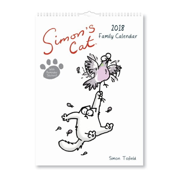 Nástěnný rodinný kalendář pro rok 2018 s lepíky Portico Designs Simon's Cat, A3