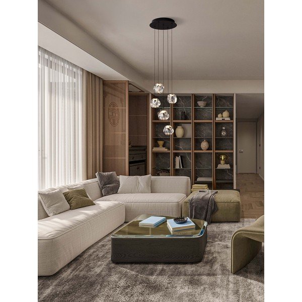 Mattmust metallist hämardatav LED-rippvalgusti akrüülklaasist varjuga, ø 30 cm Ifos - Nova Luce-image-1