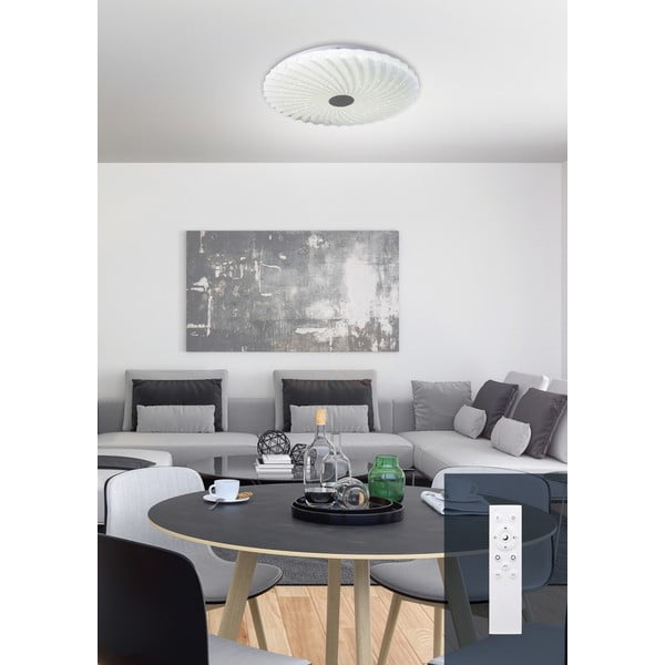 Valge dimmerdatav LED laevalgusti koos puldiga 38,5x38,5 cm Calipso - Candellux Lighting-image-1