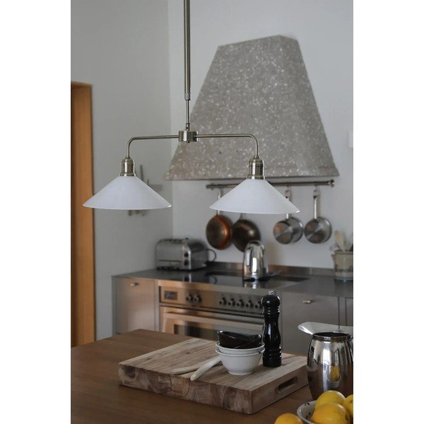 Valge/messingvärvi metallist rippvalgusti klaasist varjuga Vela - Markslöjd-image-1