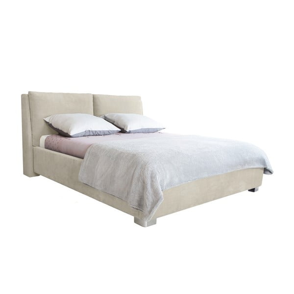 Béžová dvoulůžková postel Mazzini Beds Vicky, 140 x 200 cm