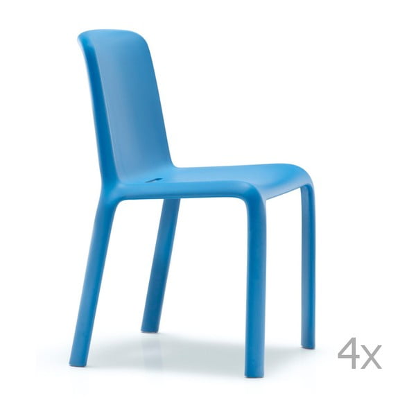 Sada 4 modrých  jídelních židlí Pedrali Snow