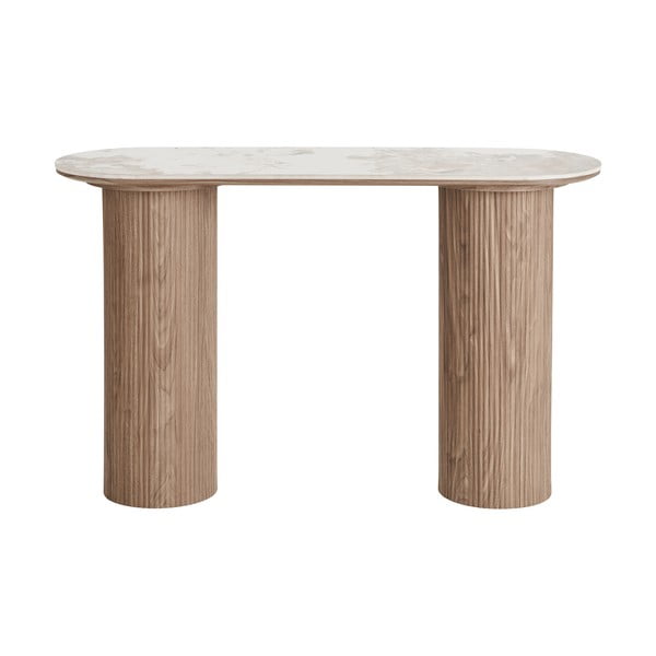 Beež konsoollaud marmorimustriga plaadiga 40x120 cm Athens – House Nordic-image-2