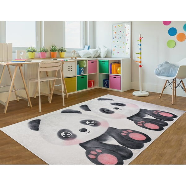 Must-valge laste vaip 100x160 cm Panda Friends - Vitaus-image-1