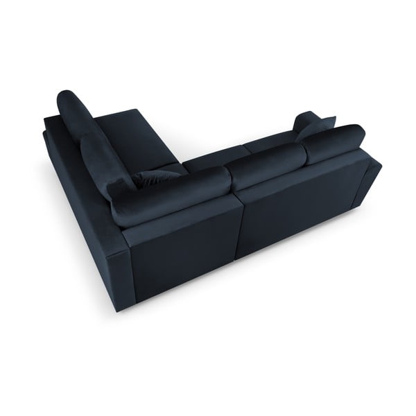 Tumesinine sametist panipaigaga nurgadiivanvoodi (parem nurk/"L"-kujuline) Kyoto - Cosmopolitan Design-image-4