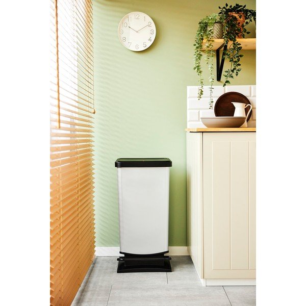 Pealeastuv hõbedane plastprügikast 40 l Paso - Rotho-image-1