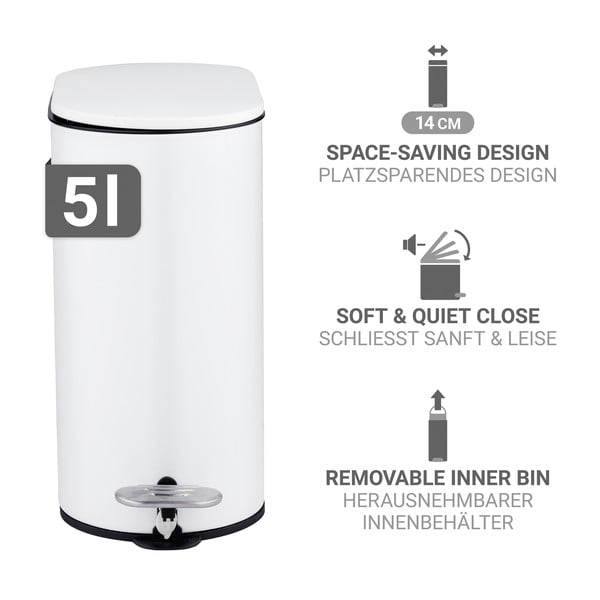 Matt valge terasest prügikast 5 l Collungo - Wenko-image-2