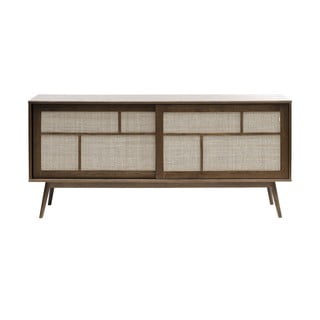 Tumepruun tammespooniga lükandustega madal kummut 180x80 cm Barrali - Unique Furniture