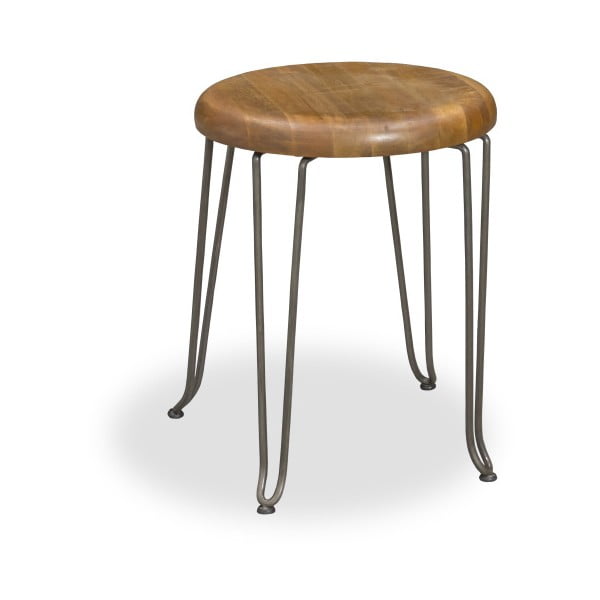Stolička z oceli a mangového dřeva Bluebone Hairpin