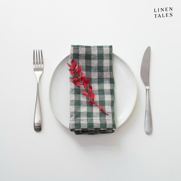 Linased salvrätikud 2tk komplektis 40x40 cm Forest Green Gingham - Linen Tales