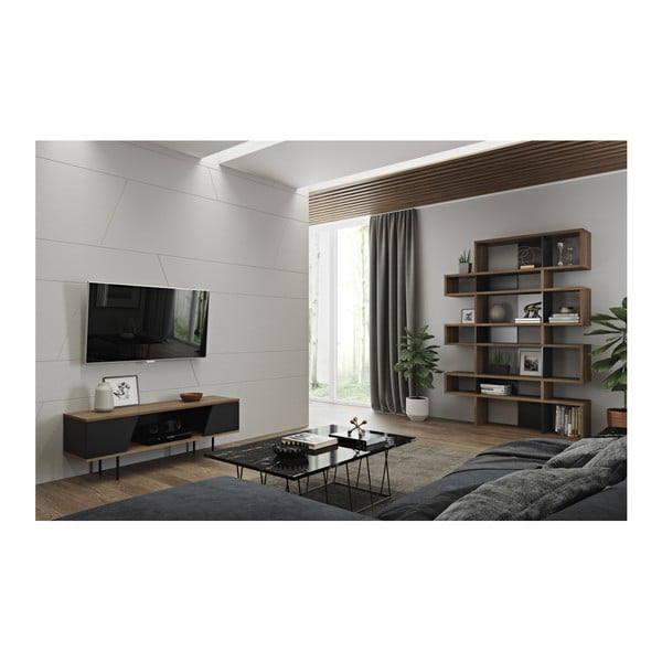 Must raamaturiiul pähklipuust 156x220 cm London - TemaHome-image-2