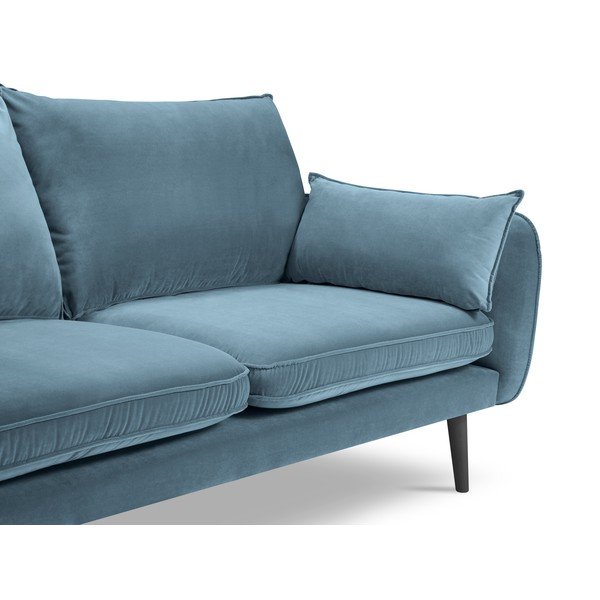 Helesinine mustade jalgadega sametne diivan , 158 cm Lento - Kooko Home-image-4