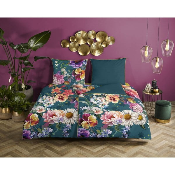 Petroolisinine orgaaniline puuvillane üheinimesevoodilina Sunflower, 140 x 200 cm Organic - Descanso-image-1