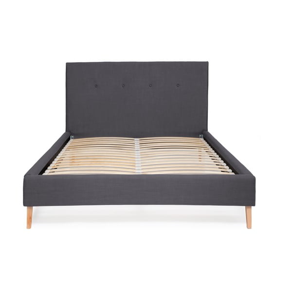 Tmavě morá postel Vivonita Kent Linen, 200 x 140 cm