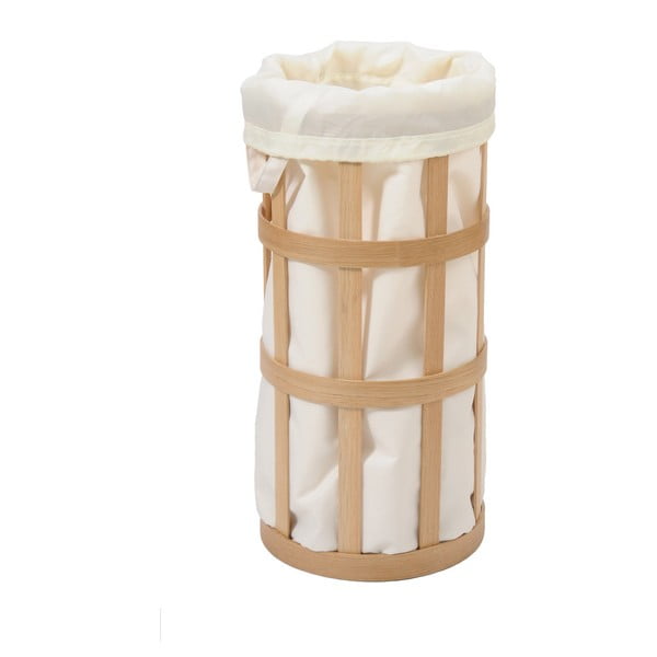 Kerge puidust pesukorv valge kotiga Cage - Wireworks