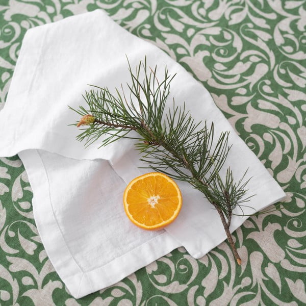 Linane linik 40x150 cm Evergreen Damask - Linen Tales-image-1