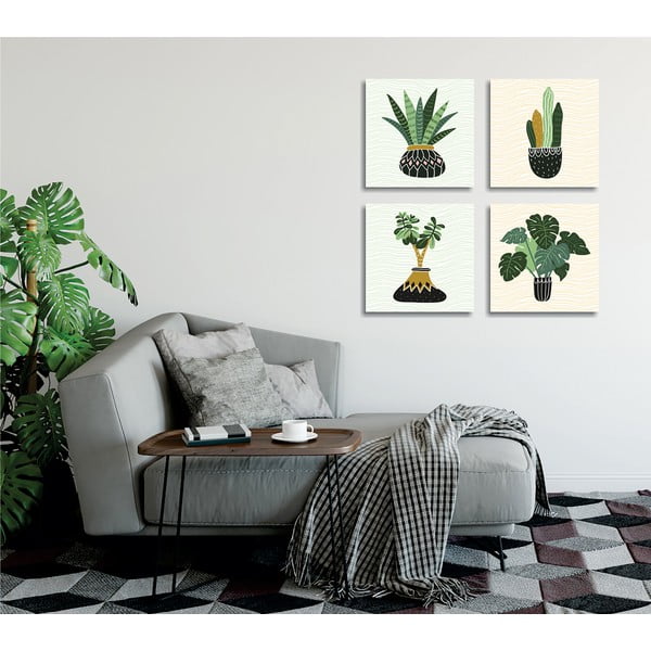 Maalid 4 tk komplektis 30x30 cm Plants - Wallity-image-1