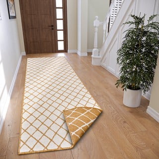 Ookerkollane-valge õuevaip 80x350 cm Malaga - NORTHRUGS