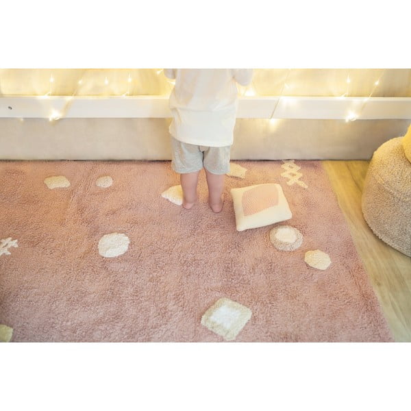 Roosa pestav käsitsi kootud puuvillane laste vaip 140x200 cm Noah - Lorena Canals-image-3