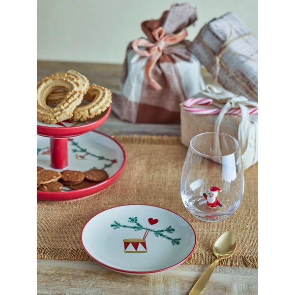 Valged kivikeraamikast jõulumotiividega magustoidutaldrikud, 2 tk komplektis ø 16 cm Yule - Bloomingville-image-1