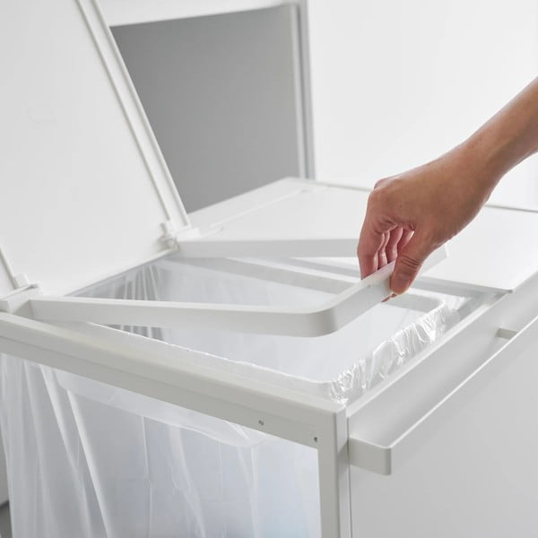 Valge metallist prügikast sorteeritud jäätmete jaoks Tower - YAMAZAKI-image-2