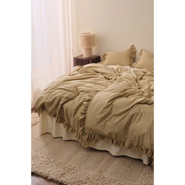 Heleroheline/khaki värvi puuvillasatiinist üheinimesevoodipesu 150x210 cm Gloria - Ellos Home-image-1