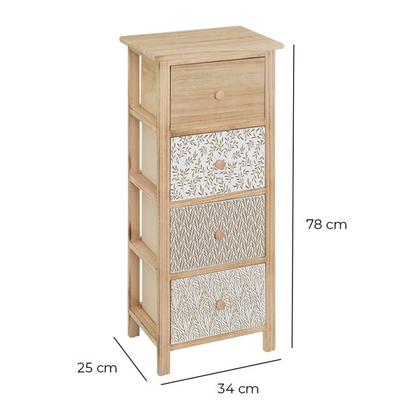 Pavlovnia täispuidust kõrge kummut 34x78 cm - Casa Selección-image-2