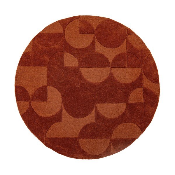 Käsitsi kootud villane ümmargune vaip terrakota värvi ø 160 cm Gigi - Flair Rugs