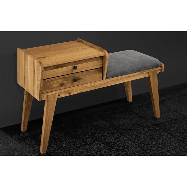 Tammepuust sahtlitega pink, mille iste on helehall Retro - The Beds-image-3