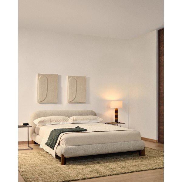 Beež polsterdatud kaheinimesevoodi ilma voodipõhjata 180x200 cm Odina - Kave Home-image-1