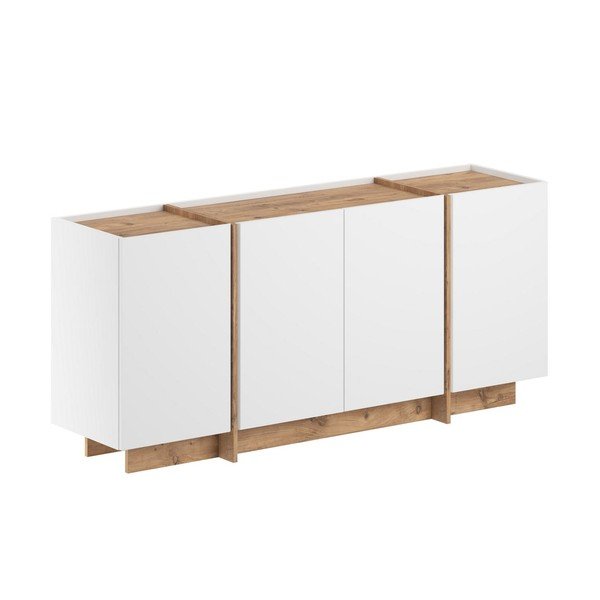Valge kummut männipuidust dekooriga ja kaabliavaga 180x80x45 cm Dorma - Kalune Design